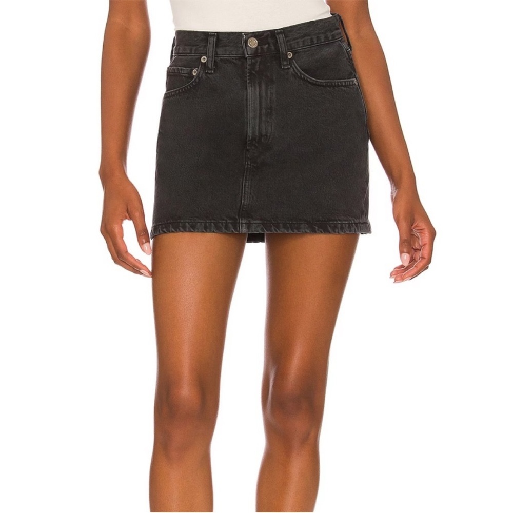 Agolde Dark Gray Denim A-Line Skirt